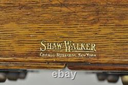Antique Shaw Walker Tiger Oak Wood 6 Drawer Card Catalog Small File Cabinet
