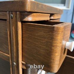 Antique Singer Treadle Sewing Machine Set of 4 Drawers withRacks Tiger Oak