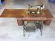 Antique Singer Treadle Sewing Machine Sphinx, Table Cabinet Cast Iron Tiger Oak