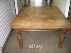 Antique Solid Oak Farm Table 56x48 Rustic Tiger Oak French English Carved Legs