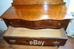 Antique Solid Tiger Oak 4 Drawer Dresser with Swing Mirror Excellent Condition