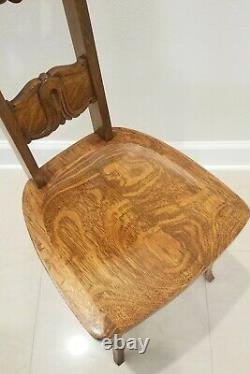 Antique Solid Tiger Oak Northwind Chair Hand Carved Quarter sawn Gothic
