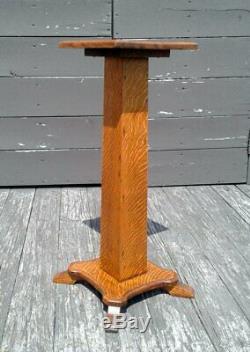 Antique Solid Tiger Oak Pedestal Fern Stand or Plant Stand