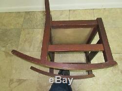 Antique Stickley Ladder Back Tiger Oak Rocker Rocking Chair Carpet Cutter
