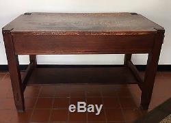 Antique Stickley Tiger Oak 1902 Arts And Crafts Library Table 48W