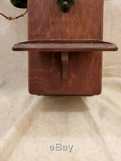Antique Stromberg Carlson Telephone Tiger Oak Dovetailed Hand Crank Wall Phone