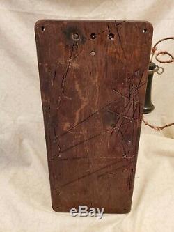 Antique Stromberg Carlson Telephone Tiger Oak Dovetailed Hand Crank Wall Phone
