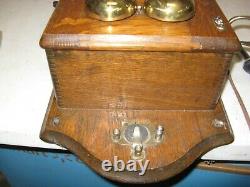 Antique Sumter Telephone Mfg. Co Tiger Oak Hand Crank Telephone Very Rare