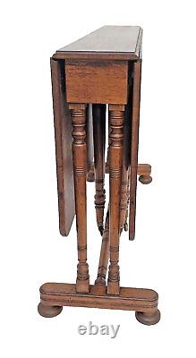 Antique Sutherland Narrow Gate Leg / Drop Leaf Tiger Oak Table Circa 1880's
