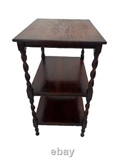 Antique Three Tier Table with two bottom shelves Dark Oak Barley Twist legs