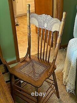 Antique Tiger Eye Solid Oak Desk Antique Chair Included