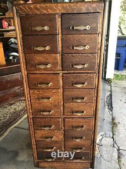 Antique Tiger Oak 20 Drawer Library sole Makers File drawer cabinet