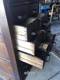 Antique Tiger Oak 20 Drawer Library sole Makers File drawer cabinet