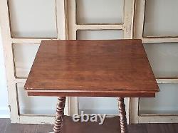 Antique Tiger Oak 2 Tier Parlor Table Claw & Ball, Turned Legs 19th Century
