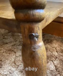 Antique Tiger Oak 2 Tier Parlor Table Claw & Ball, Turned Legs 19th Century
