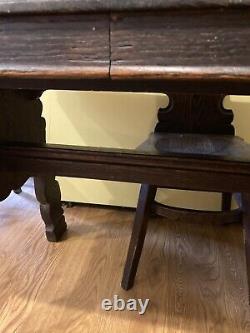 Antique Tiger Oak 48 Long Kitchen Table With 4 Chairs