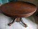 Antique Tiger Oak 48 Round Pedestal Dining Table On Casters 61 With 2 Leafs