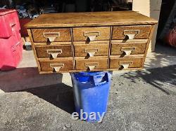 Antique Tiger Oak 9 Drawer File Cabinet