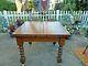 Antique Tiger Oak Arts & Crafts Refractory Dining Room Table Withbarley Twist Legs