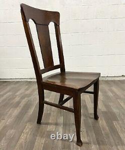 Antique Tiger Oak Arts & Crafts Style Dining Side Chair Occasional Chair