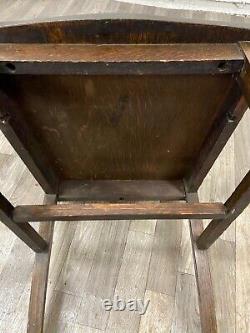 Antique Tiger Oak Arts & Crafts Style Dining Side Chair Occasional Chair