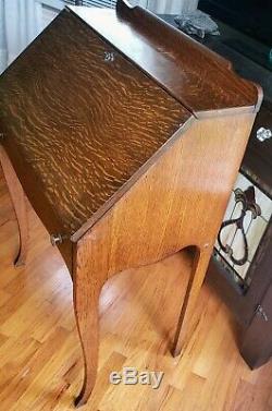 Antique Tiger Oak Arts and Crafts Mission Style Secretary Drop Front Desk