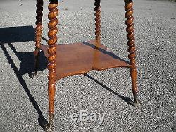 Antique Tiger Oak Ball & Claw Foot Parlor Lamp Table (restored)