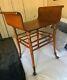 Antique Tiger Oak Bentwood Bench Withcurved Armrests Brass Finials & Claw Feet