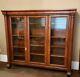 Antique Tiger Oak Bookcase 3-door 5-shelf China Cabinet