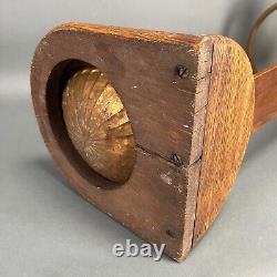 Antique Tiger Oak & Brass Umbrella Stand Vintage Arts & Crafts Mission Primitive