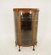 Antique Tiger Oak Cabinet, Bow Front China/display Cabinet, American 1910, B2085