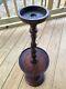 Antique Tiger Oak Carved Barley Twist Smoking Or Candle Stand H 25 In