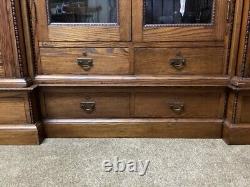 Antique Tiger Oak Carved Multiple Piece Display Case Cabinet Bookcase Library