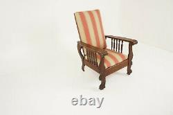 Antique Tiger Oak Chair, Reclining Morris Chair, American 1920, B2320