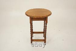 Antique Tiger Oak Circular Barley Twist Hall, Side Lamp Table, Scotland H1265