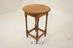 Antique Tiger Oak Circular Barley Twist Hall, Side Lamp Table, Scotland H1265