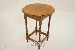 Antique Tiger Oak Circular Barley Twist Hall, Side Lamp Table, Scotland H1265