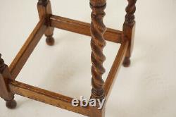 Antique Tiger Oak Circular Barley Twist Hall, Side Lamp Table, Scotland H1265