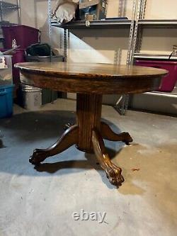 Antique Tiger Oak Claw Foot Table