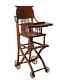 Antique Tiger Oak Convertible High Chair Stroller