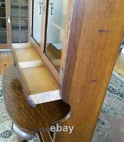 Antique Tiger Oak Desk Secretary Bookcase 65x29x19