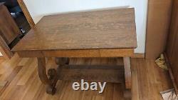 Antique Tiger Oak Desk/Table Library One drawer Bottom Shelf 42x26x31