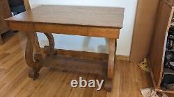 Antique Tiger Oak Desk/Table Library One drawer Bottom Shelf 42x26x31