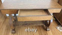 Antique Tiger Oak Desk/Table Library One drawer Bottom Shelf 42x26x31