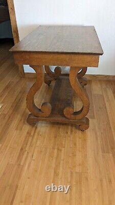 Antique Tiger Oak Desk/Table Library One drawer Bottom Shelf 42x26x31