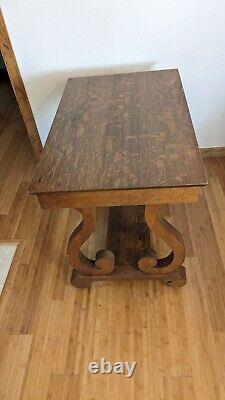 Antique Tiger Oak Desk/Table Library One drawer Bottom Shelf 42x26x31