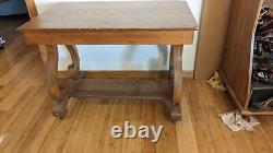 Antique Tiger Oak Desk/Table Library One drawer Bottom Shelf 42x26x31