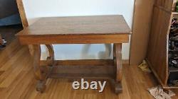 Antique Tiger Oak Desk/Table Library One drawer Bottom Shelf 42x26x31