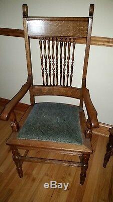 Antique Tiger Oak Dining Room High Back Chairs Lot of 5