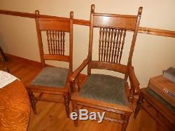 Antique Tiger Oak Dining Room High Back Chairs Lot of 5